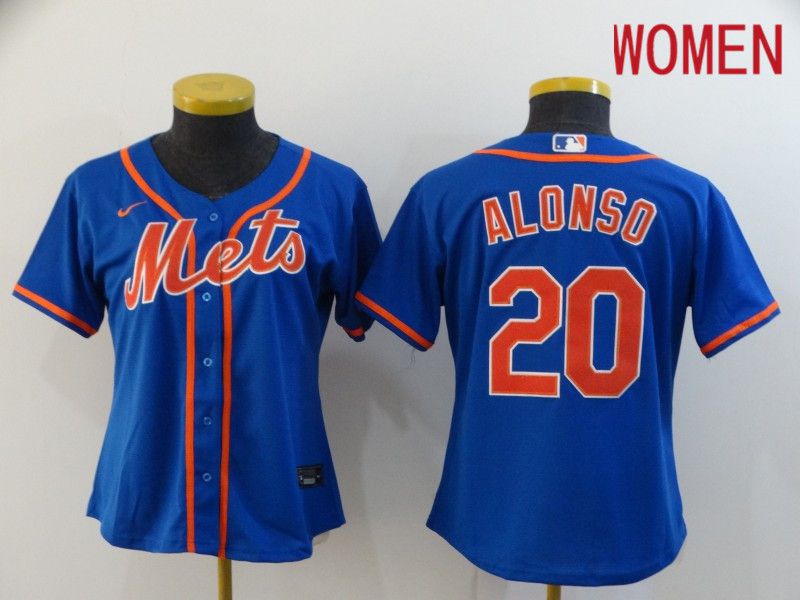Women New York Mets 20 Alonso Blue Nike Game MLB Jerseys